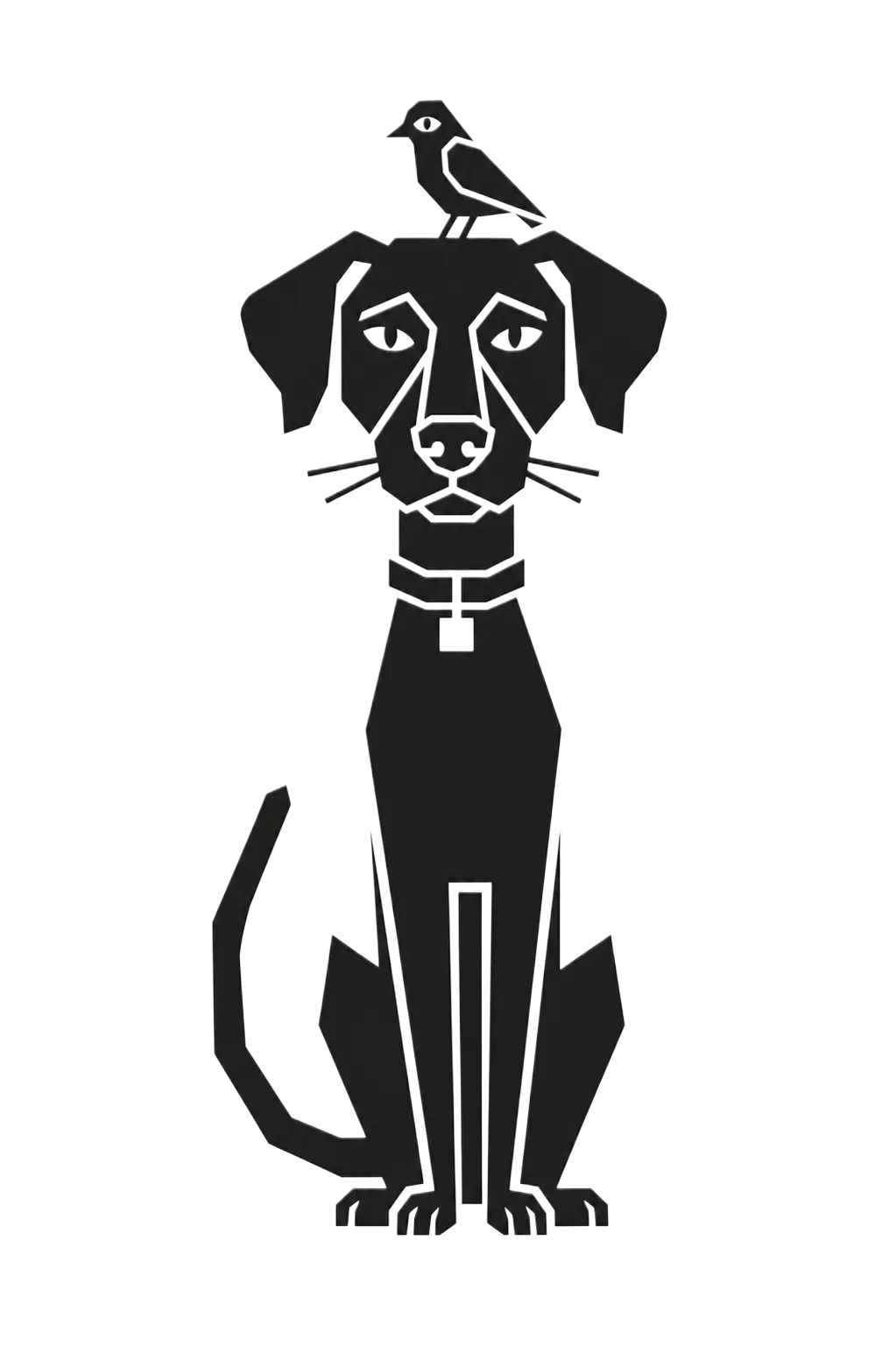 Decorative black dog illustration